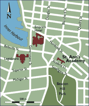 Location map of St. Ann's Academy